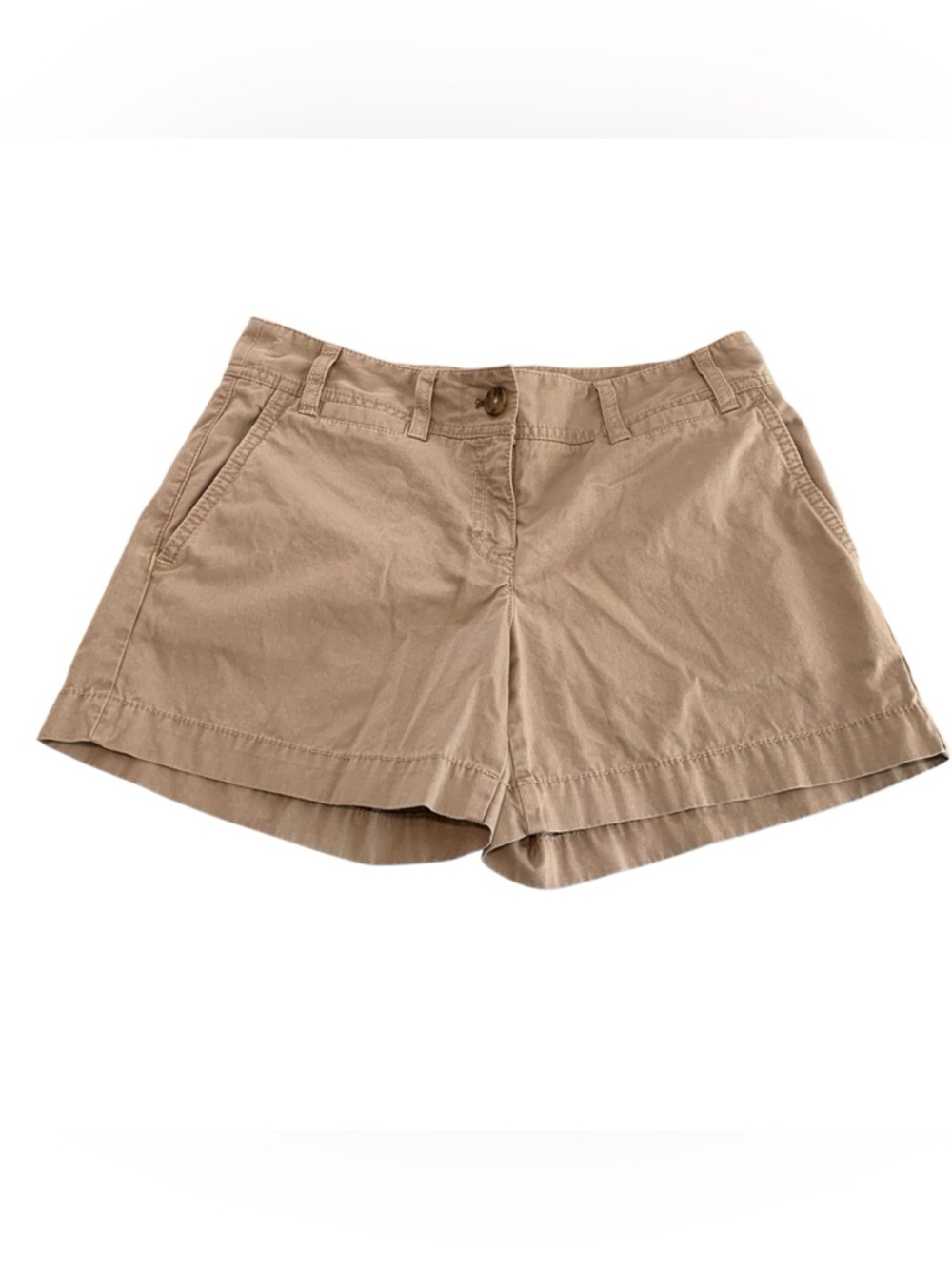 LOFT Women's Shorts Mini Khaki Beige Size 2 Anne Taylor Y2K Pockets 100% Cotton